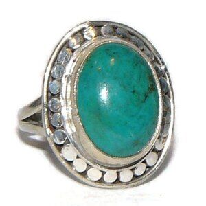 Turquoise and‎ Sterling Silver Adjustable Ring